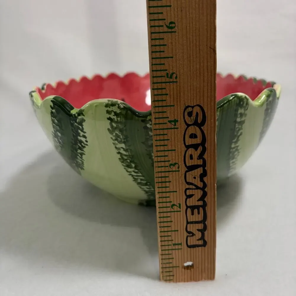 Watermelon Decorative Serving Bowl Set Ceramic with 3 Small Bowls Cookout BBQ